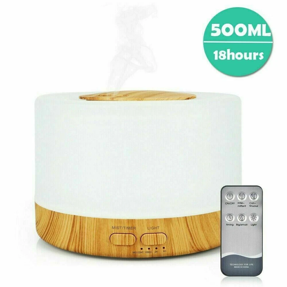 Diffusore di Aromi Umidificatore Aromaterapia Telecomando Oli Essenziali 500ML - Immagine 3 di 4
