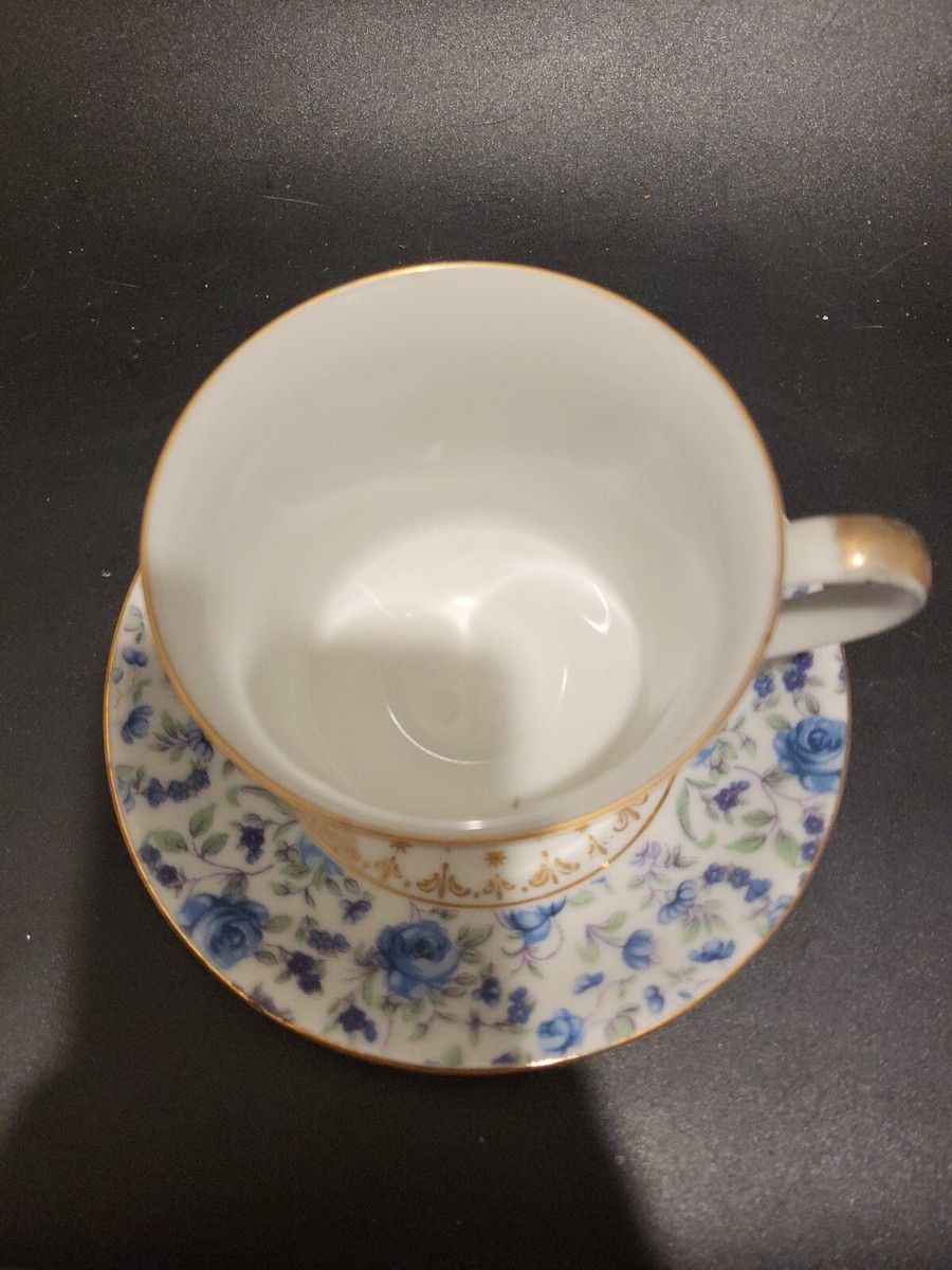 Vintage Porcelain Tea Cup & Saucer Set Japan Blue Roses E-3965 | eBay