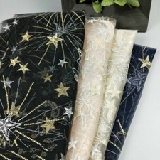 Embroidery Star Mesh Fabric Sheer Tulle DIY Tutu Skirt Wedding Dress Cloth Craft
