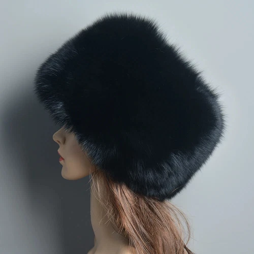 Natürliches Fuchspelz Damen Winter warm flauschig beliebt weiblich rund Mütze Echtfell Mützen - Bild 29 von 32