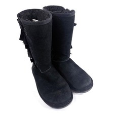Koolaburra by UGG Victoria Boots Black Suede Bow Kids Size 2 Comfort