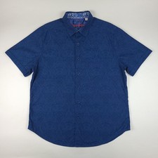 Robert Graham Shirt Mens XL Blue Paisley Print Classic Fit Flip Cuffs