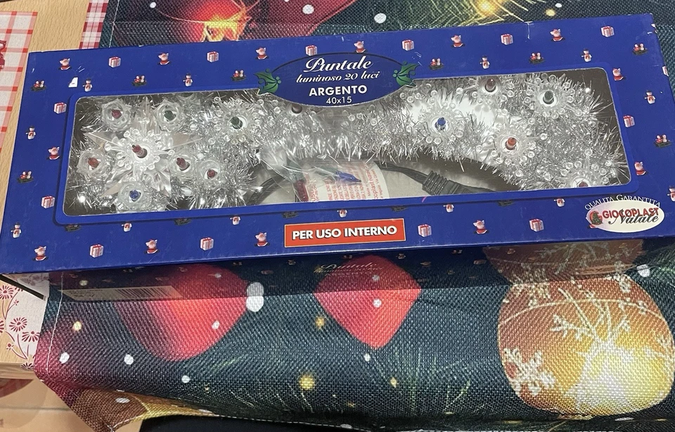 Natale Stella Cometa Vintage Argento,20 Lucine Multicolor Fondo Di Magazzino - Immagine 4 di 4