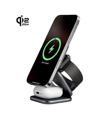 Qi2.2 Certified 25W 3 in 1 Foldable Wireless Charging Stand Set for iphone 17pro