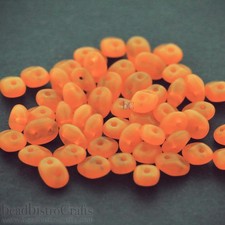 Czech SuperDuo 2-Hole Beads, MILKY OPAL Tangerine MATTE 2.5x5mm 10 Grams