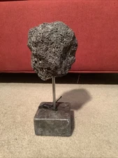 Interlude Home Mounted Vesicular Basalt Pumice Volcanic Lava Rock on Marble Base