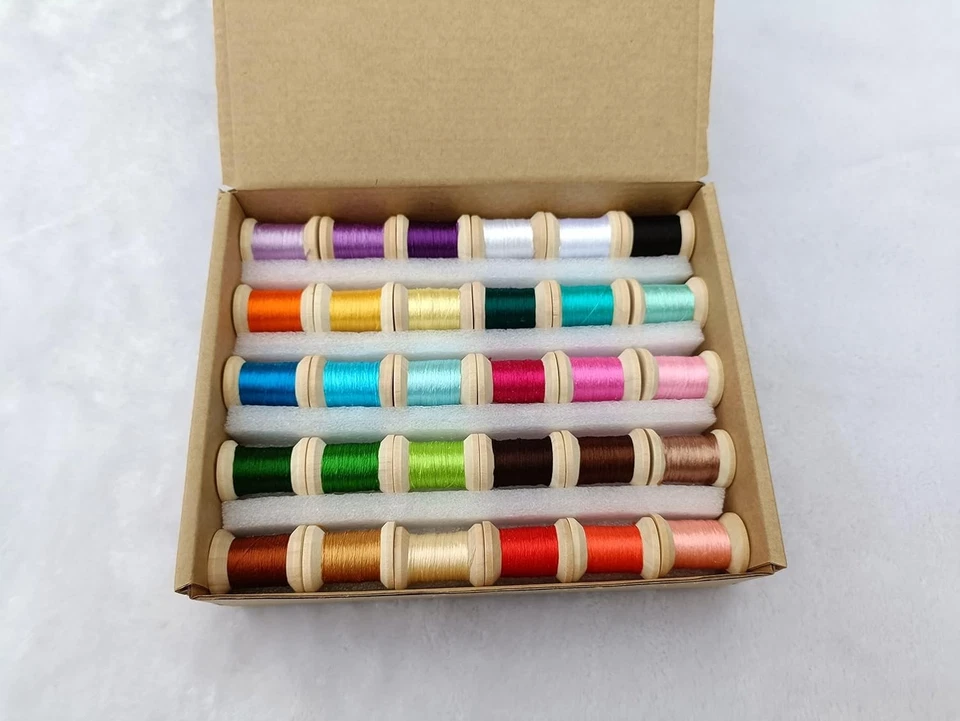 100% Natural Mulberry Silk Embroidery Thread - 30 Spools for Stunning Designs - Image 3 of 4