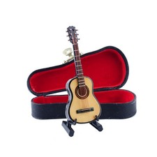Wooden Miniature Guitar with Stand and Case Mini Musical Instrument Guitar Re