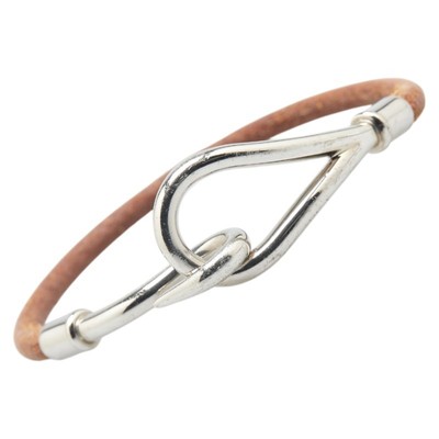 美品 HERMES エルメス ブレスレット ジャンボ レザー シルバー ブラウン HERMES エルメス ブレスレット アクセサリー レディース メンズ