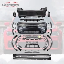 Fit Dodge Charger Bumper 15-23 Widebody kit Hellcat Style Bumper w/ LED Grille