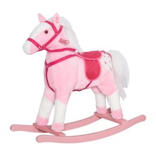 Kids Plush Toy Rocking Horse Pony Toddler Ride-On Animal Rocker, Pink