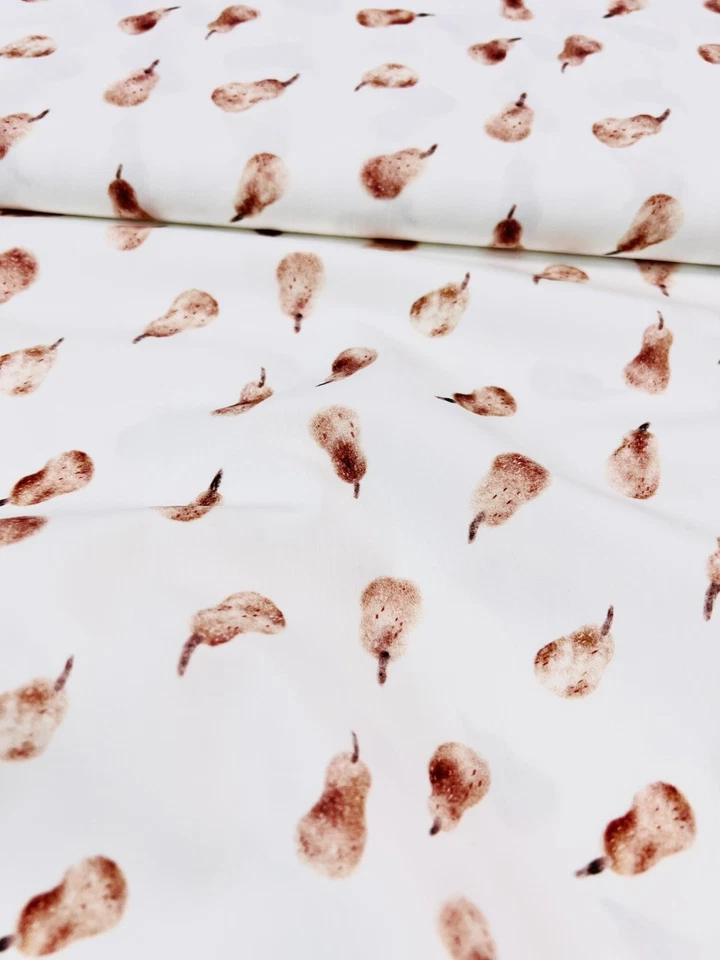 Bio Baumwolle, Popelin, Stoff, Birnen, Premium Webware, Meterware, Obst, Beige - Bild 2 von 4