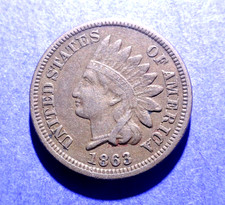 1863 Copper Nickel Indian Cent  Ch. VF  PRICE DROP