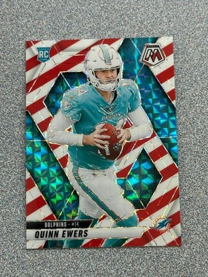2025 Mosaic Quinn Ewers Red & White Stripe Miami Dolphins Rookie Card RC #308
