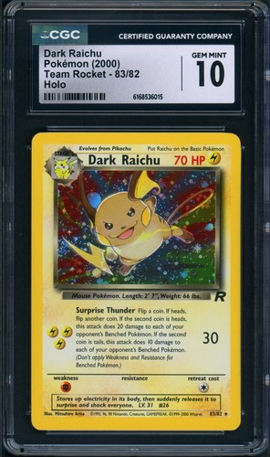 Dark Raichu (Unlimited) graded CGC 10 for sale on eBay