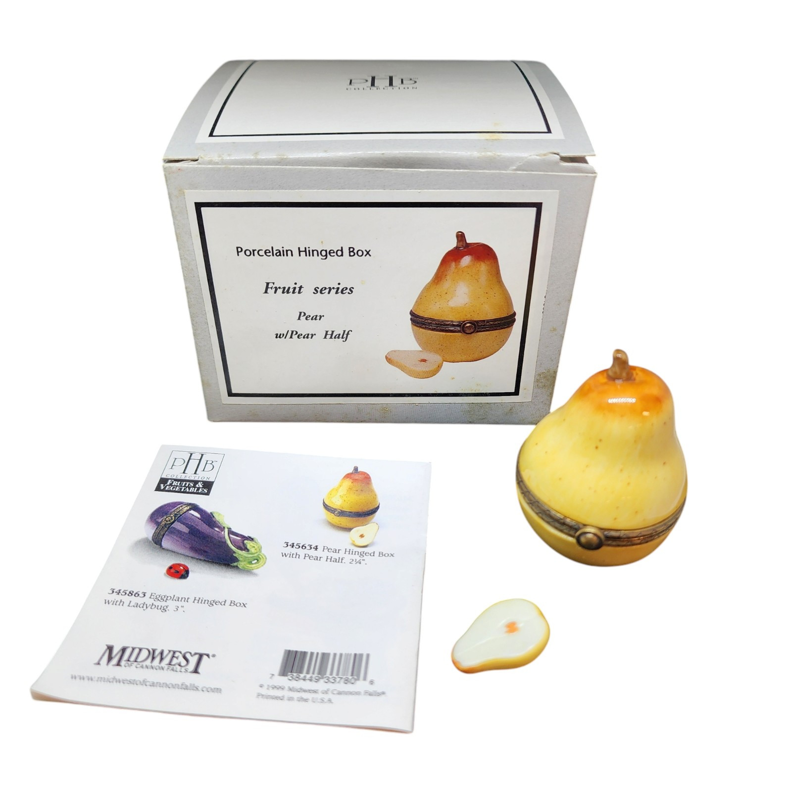PHB Porcelain Hinged Trinket Box Pear Fruit Collection Midwest of