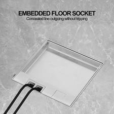 Embedded Socket Box Stainless Steel Dual Universal Outlets Desktop Floor Pow