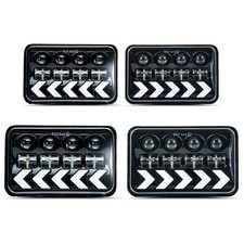 4pcs 6" X 4" Square White  Amber Headlights Turn Signal HI/LO Beam DRL Dayti...