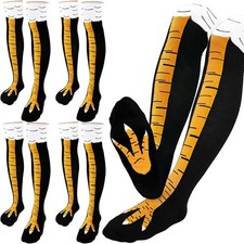 4 Pairs Chicken Leg Socks,Novelty Knee-High Chicken Feet Sock for Women Man Craz