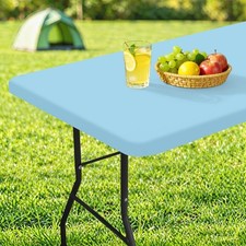 Rectangle Table Cloth Cover, Waterproof Polyester Elastic Fitted Tablecloth,