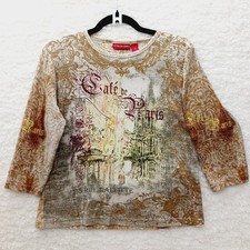 T-Shirt Women Café de Paris Graphic Metallic...