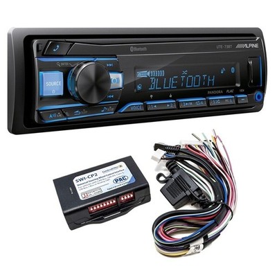 Alpine UTE-73BT Single DIN Bluetooth AM/FM Receiver PAC SWI-CP2 Steering Wheel