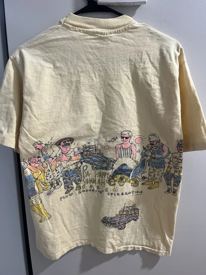 Camisa envolvente vintage rara Ocean Pacific 1988 líderes mundiales Gaddafi Stalin Foto 2 de 4