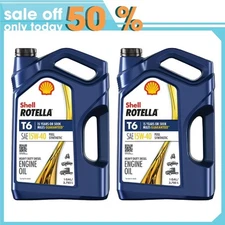 Shell Rotella T6 Full Synthetic 15W-40 Diesel Engine Oil, 1 Gallon x 2 pack