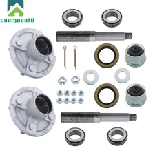 4 on 4" Bolt Idler and 1" Hub Round BT8 Spindle Set of 2 Trailer Axle Kits