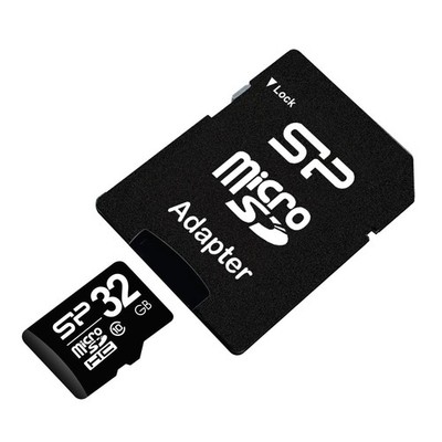 Silicon Power 32GB microSD Memory Card SDHC Class 10 w/ SD 32GB, 10 