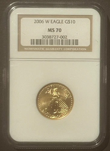 2006-W American Eagle $10 GOLD NGC MS70 : BU GEM Coin 1/4 Oz Bullion : 10235