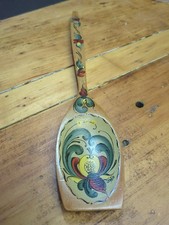 Hand-Painted Wooden Spoon Norwegian Rosemaling With Hanger