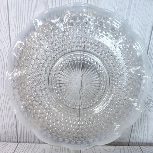 Anchor Hocking Plate Moonstone Clear Opalescent 11" Ruffled Edges ~ Vintage