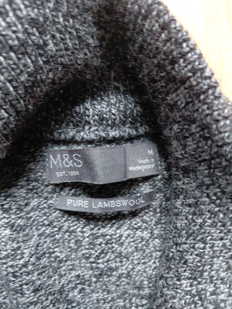 Cárdigan St Michael (M&S) para hombre carbón 100 % lana cremallera completa talla M.
