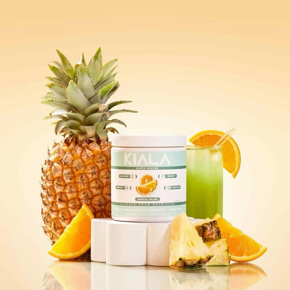 Polvo Kiala Super Greens Tropical Splash Energy Digestión Spirulina Chlorella Foto 2 de 4