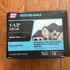 Grip Rite 1-1/2″ Electrogalvanized Roofing Nails - (112EGRFG1)1 LB Box 174 Nails