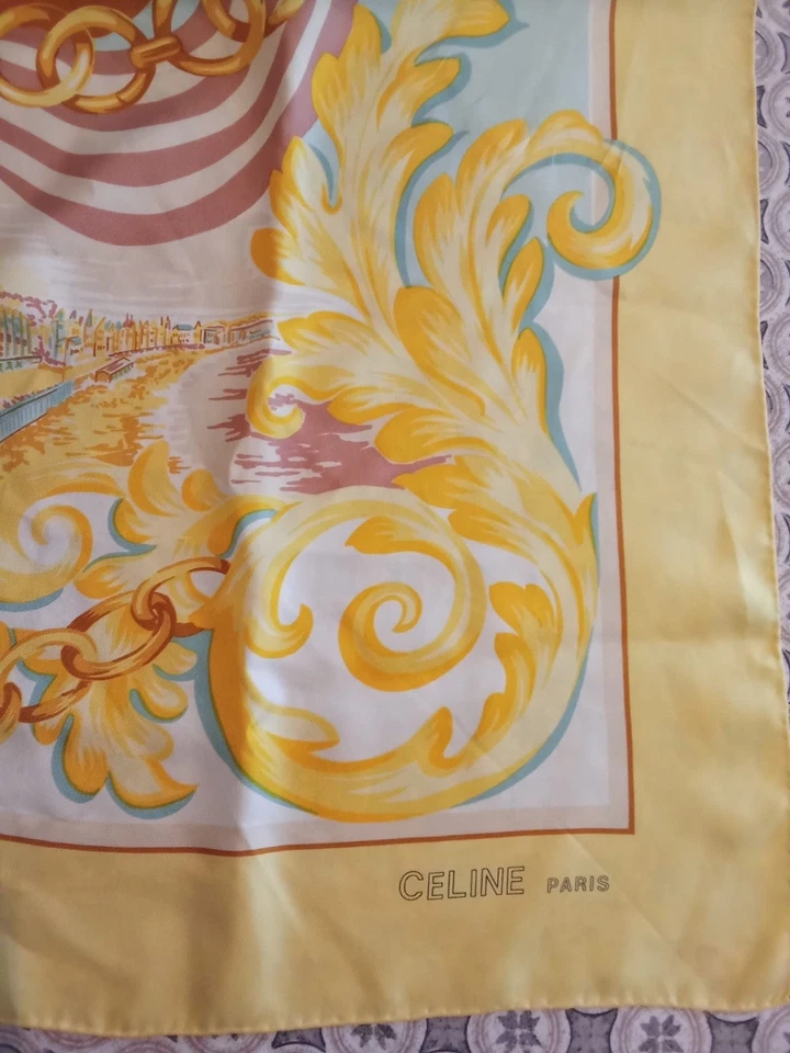 Foulard Céline en soie jaune - Photo 2/3