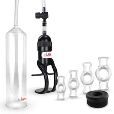 LeLuv Penis Pump EasyOp Zgrip Clear Hose with Black Sleeve and 4 Tension Rings