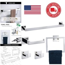 Polished Chrome Bathroom Hardware Set 5 Piece Stainless Steel Wall Mounted