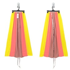 House Of CB Women XS Margot Trousers Yellow Wide Leg Color Block Striped NEW