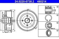 Ate 24.0220-0738.2 Bremstrommel FüR Opel