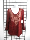 "NEW" REBA  ? SIZE MEDIUM==RUST / BEADED / T-SHIRT TOP