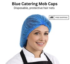 200 St&uuml;ck Vanity UK Mob Caps blau Einweg Haarnetz Gastronomie Lebensmittel K&uuml;che
