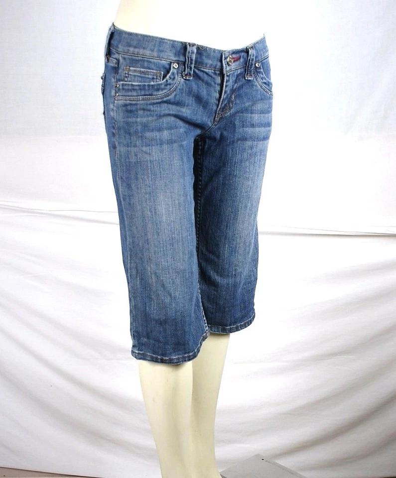Bermudas Pantalones Cortos para Caminar Ligeros Tiro Medio Mezcla de Algodón Denim Jean Juniors 7 Medianos Foto 2 de 4