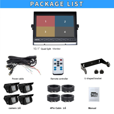 CoCar Quad Multiplexer Split Screen Monitor TFT LCD 12-24V for Car