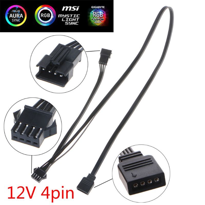 12V 4Pin RGB Connector Cable PC for Fan LED Strip Wire for Giga