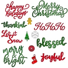 CHENGU 21 Pieces Christmas Die Cuts Words Cutting Dies Christmas Snowflake Tr...