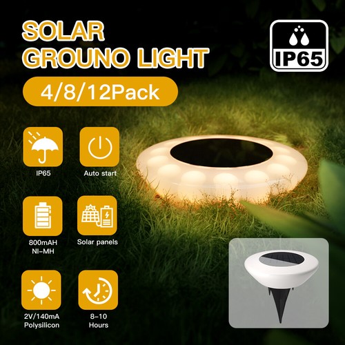 4/8/12 Pcs Garden Outdoor Solar Recessed Lights Deck 14 Leds Inground Path Lamp