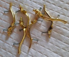 Drawer Cabinet Pull Handles Lot of 6 Gold Tone 5.5 Long 3" on Center 36 Availabl