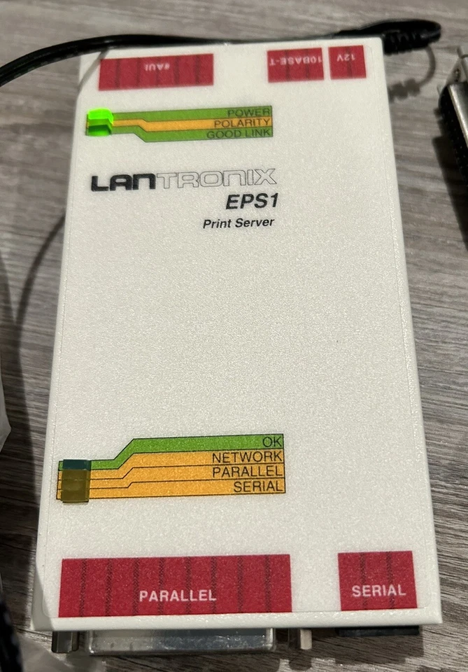 NEW Lantronix EPS1 Print Server w Box, Manual, Adapter, Tested, Ethernet NOS - Image 3 of 4